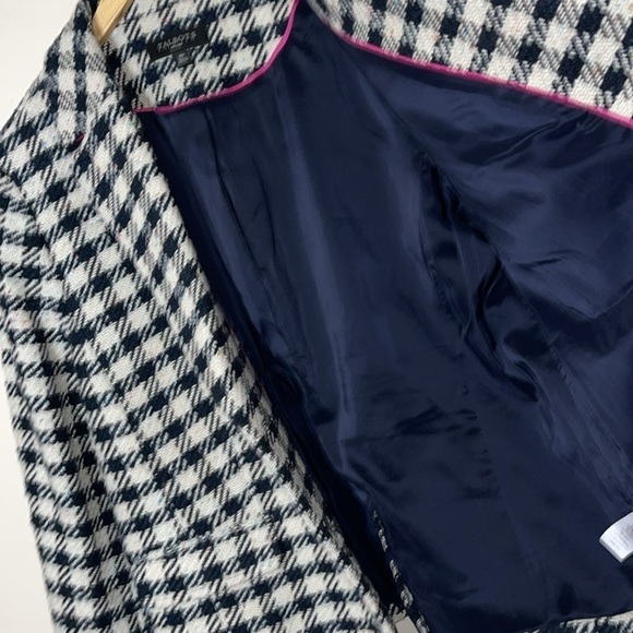 Talbots Blazer Wool Blend Navy Black Ivory Checkers Rainbow Confetti 16 Petite - Picture 11 of 13